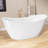 Vastwild 63'' Acrylic White Freestanding Bathtub Double Slipper Soaking Tub With Overflow Oval Shape