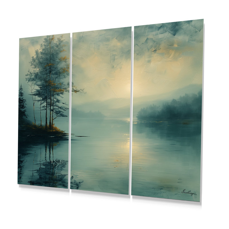 Brouillard d'hiver, paysage de lac romantique, ensemble de salon Wall Art, H 40 po x l 60 po x P 1 po