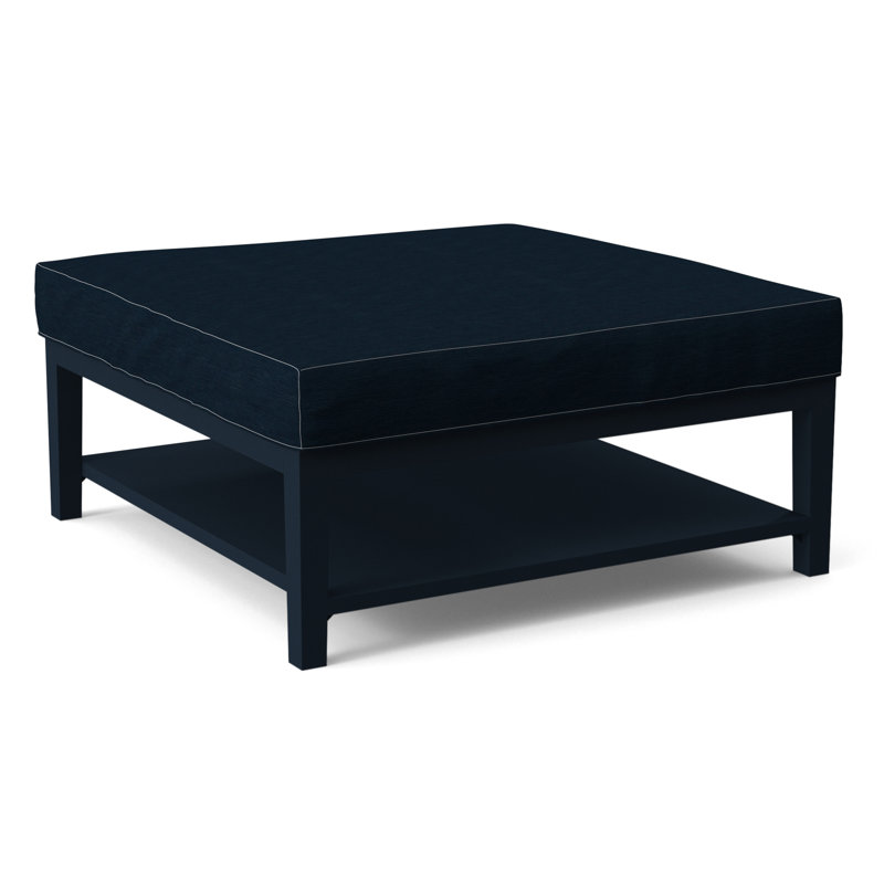 Hammond Square Ottoman, Gray Sugar Performance; 0863-84, Navy Finish