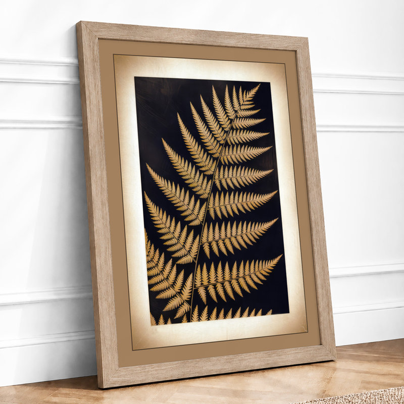 Golden Fern Fronds Botanical - Print, Oak, A4 - 29.7 x 21.0 cm