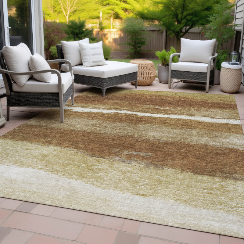 Machine Washable Indoor/Outdoor Arline ACN2169 Striped Rug, Rectangle 8' x 10'