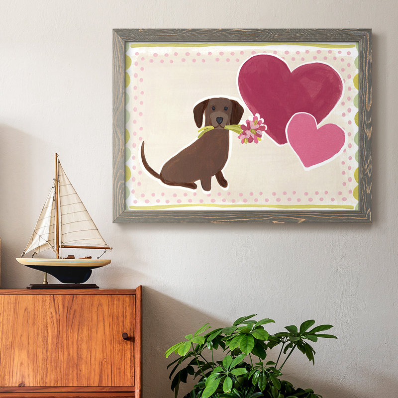 Dachshund Delight Collection, peinture sur toile encadrée, Gris, H 28 po x l 42 po x P 1,5 po