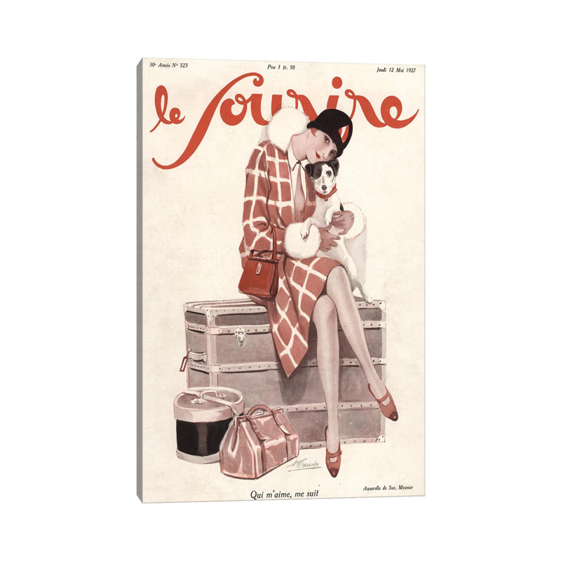 1920s Le Sourire Magazine Cover 1 Piece Wall Art on Canvas, 30.48cm H x 20.32cm W x 1.91cm D, Wrapped Canvas
