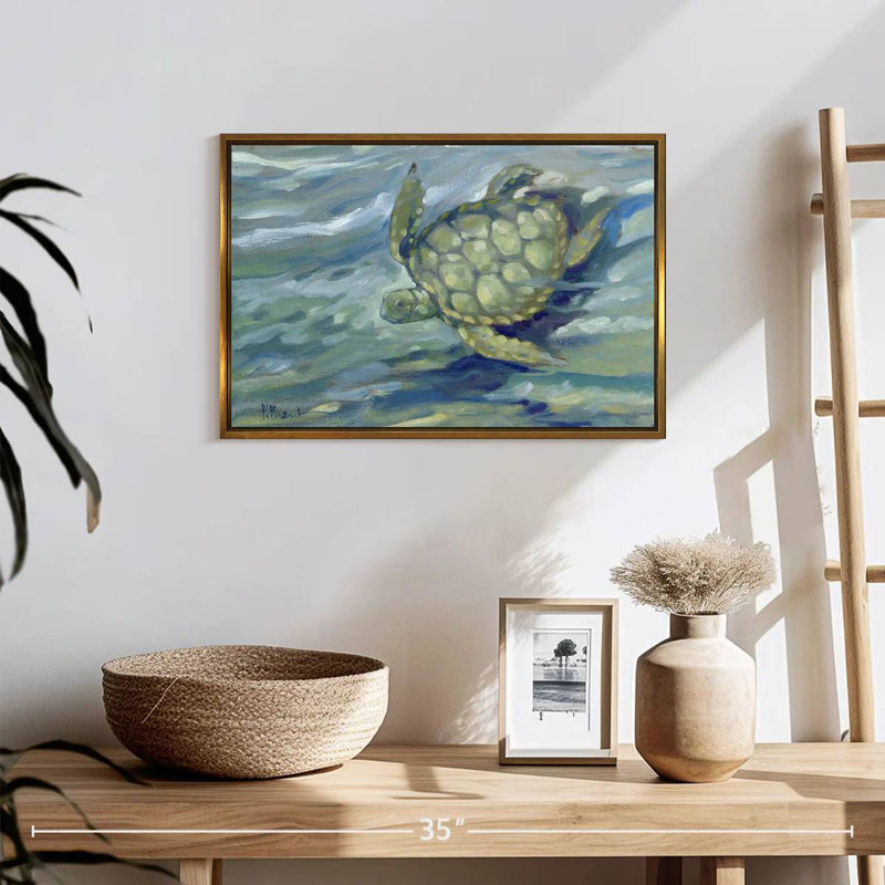 Tortue de mer East Point, 19 po x 13 po, Cadre flottant doré