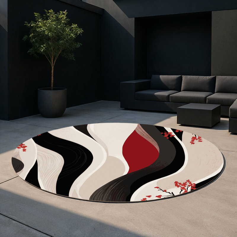 Tapis intérieur et extérieur Sakura Swirl, Rond 5 pi