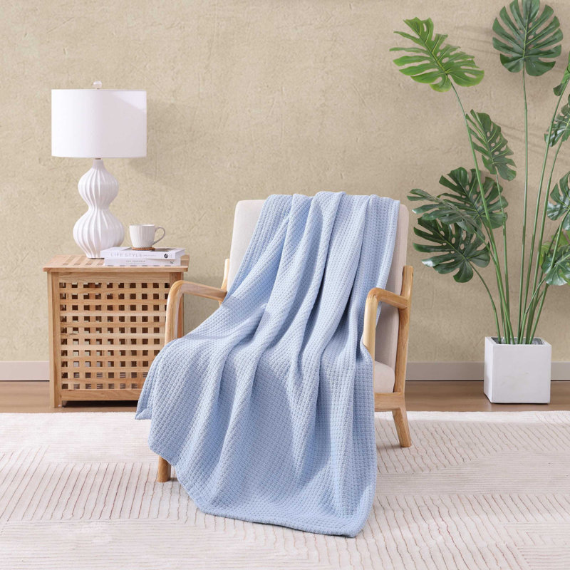 Hand Woven Blanket, Light Blue, Queen