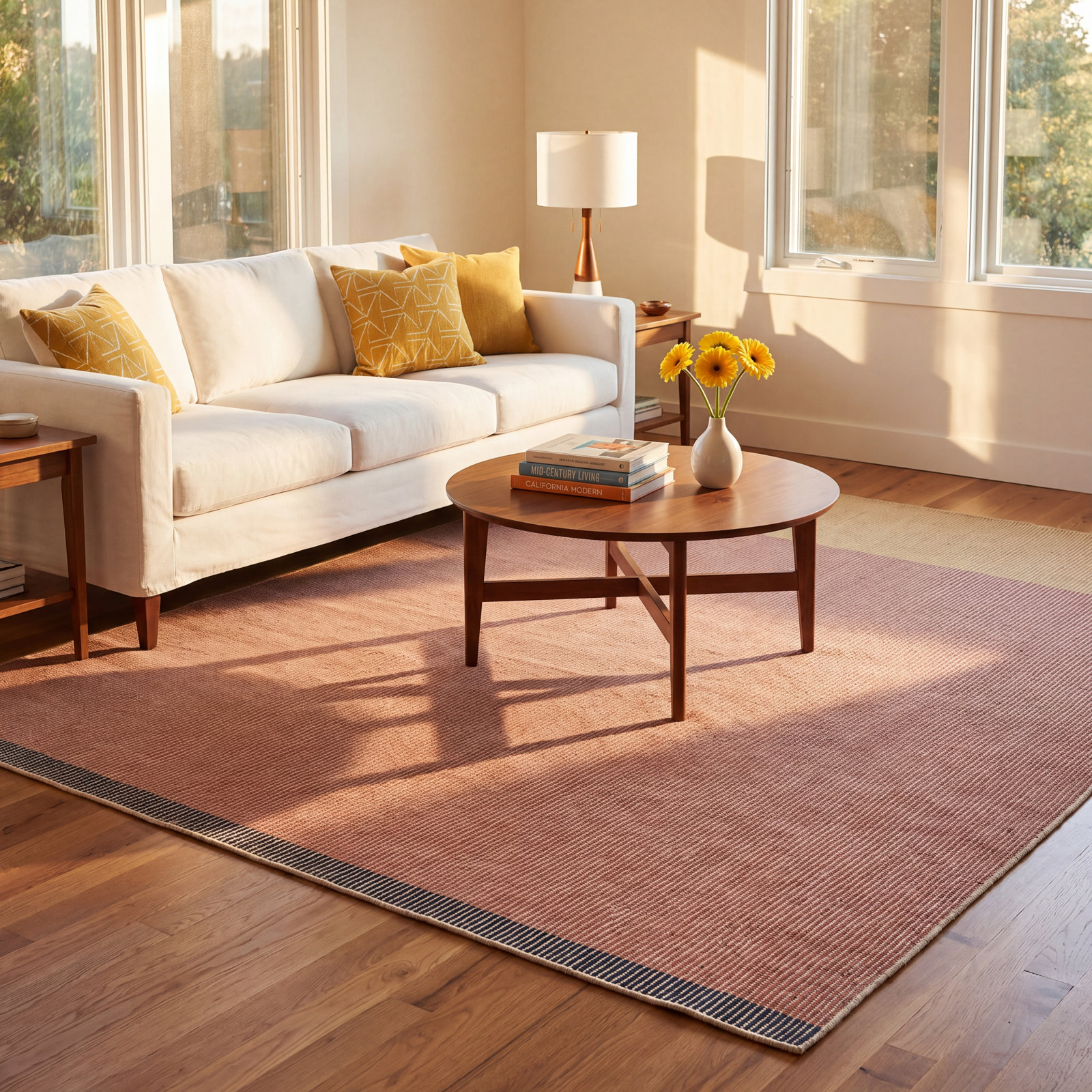Bousta Orange Yellow Gray Striped Rug, Rectangle 9' x 12'