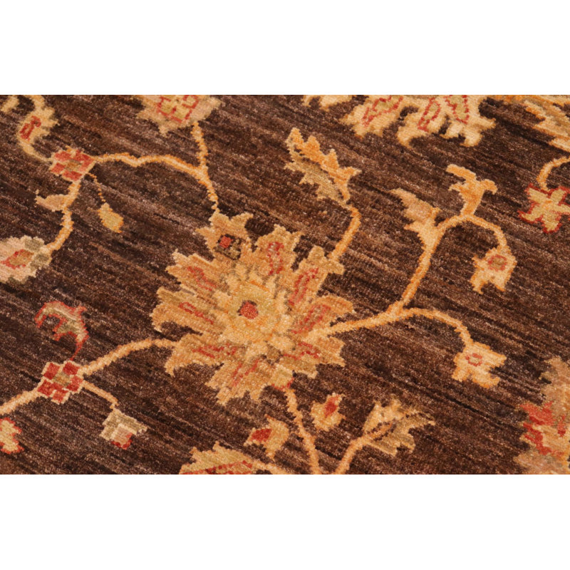 Tapis oriental brun clair / doré clair en laine noué à la main 8 pi 2 po x 9 pi 11 po Silke