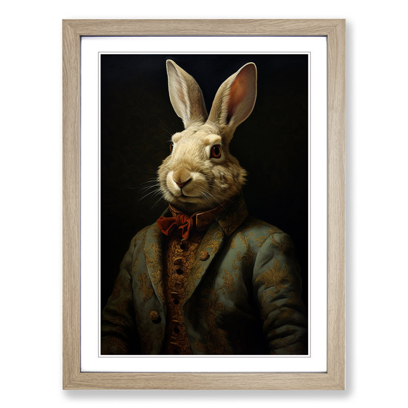 Rabbit Renaissance - Framed Print, Oak , 34cm H x 25cm W x 2cm D