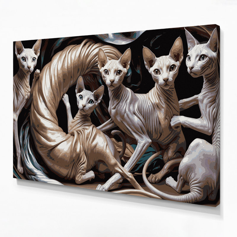 «Cats Sphynx Gray», art mural sur toile, H 11 po x l 14 po