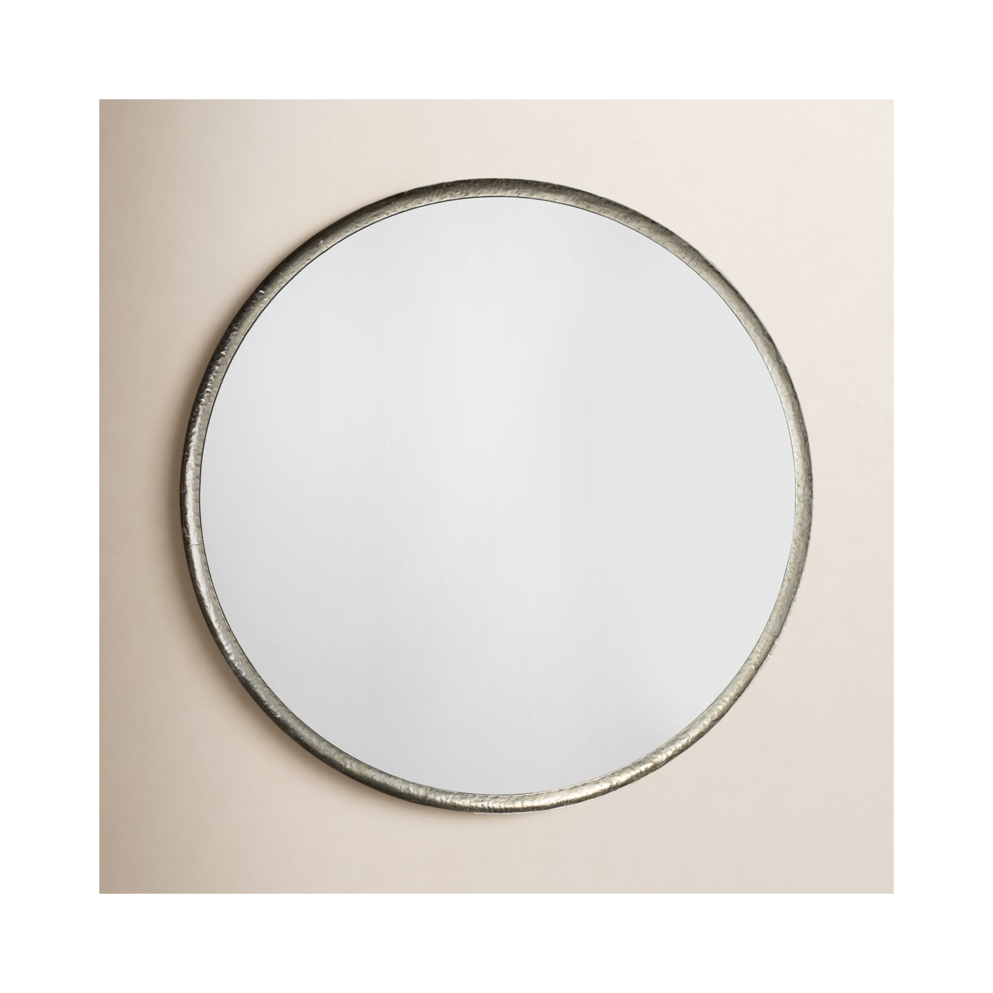Refined Iron Round Mirror, Silver