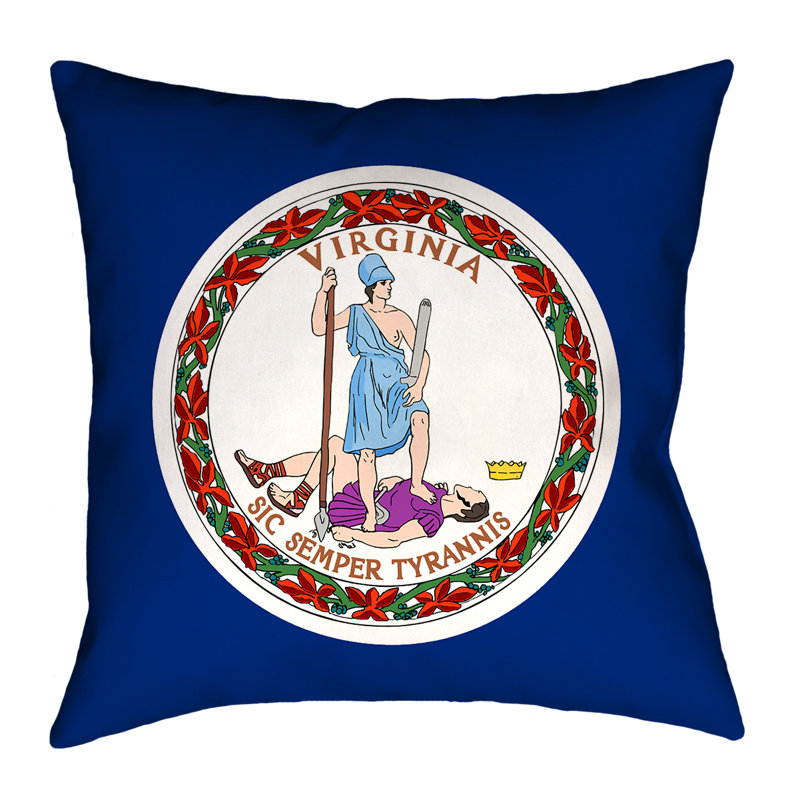Coussin drapeau Virginia, 20 po x 20 po, Coton, Housse de coussin
