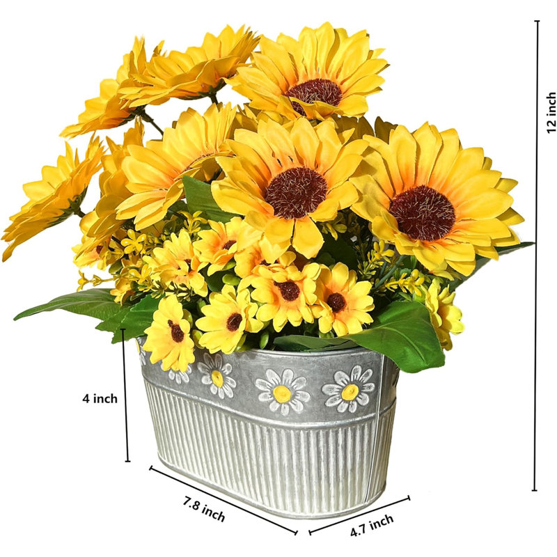 Faux tournesols rustiques en pot