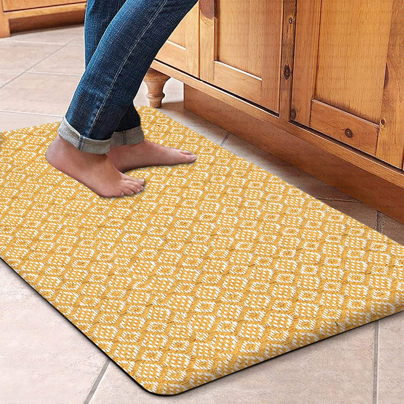 Ensemble de tapis anti-fatigue 2 pièces Jevyn, Jaune / Or