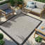 Charcoal Modern Outdoor Rug, Bordered Stain Resistant Easy to Clean Rug For Patio, Balcony, Decks & Garden-862603542