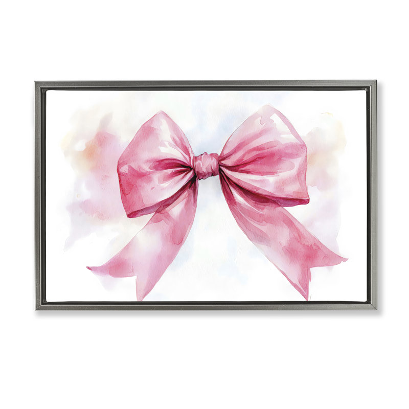 Cadre flottant Watercolor Fade Pink Bow, design Creative Studio, H 17 po x l 25 po, Cadre flottant gris lustré