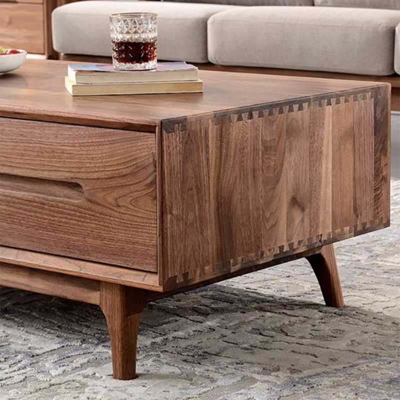 Table de bout en noyer noir, H 16,5 po x L 49,2 po x l 24,4 po