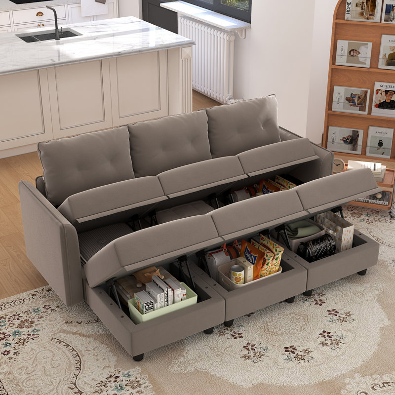 Zendajas 85'' Upholstered Sleeper Sofa, Camel Polyester Blend