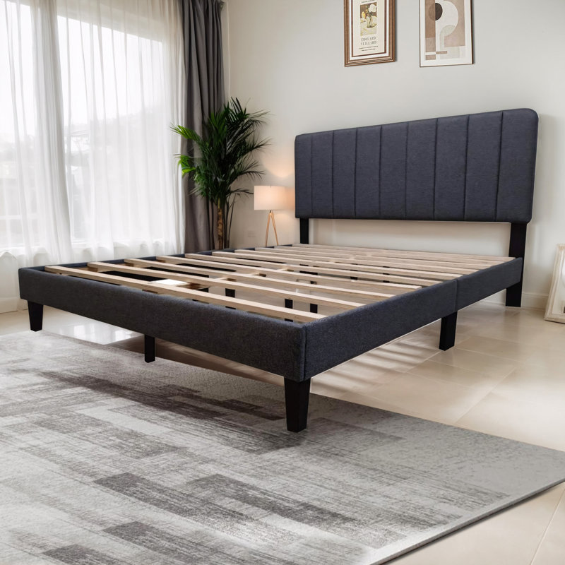 Upholstered Panel Bed, Queen, Beige