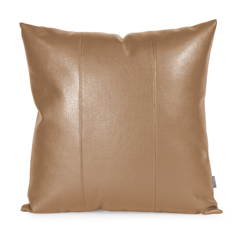 Decorative Faux leather Throw Pillow, 20" x 20", Bronze