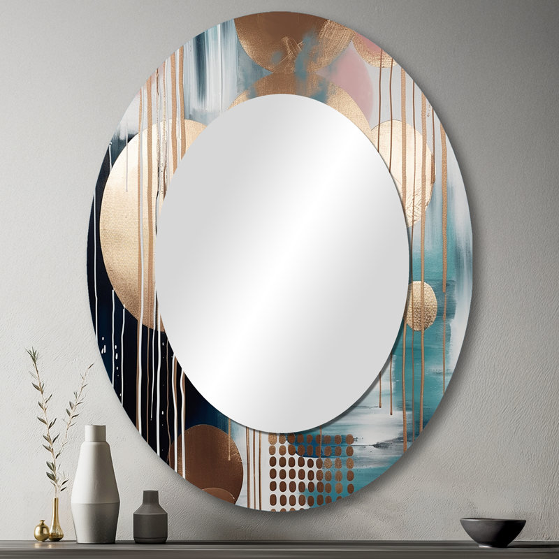 Miroir mural ovale sur métal, 43 po x 33 po