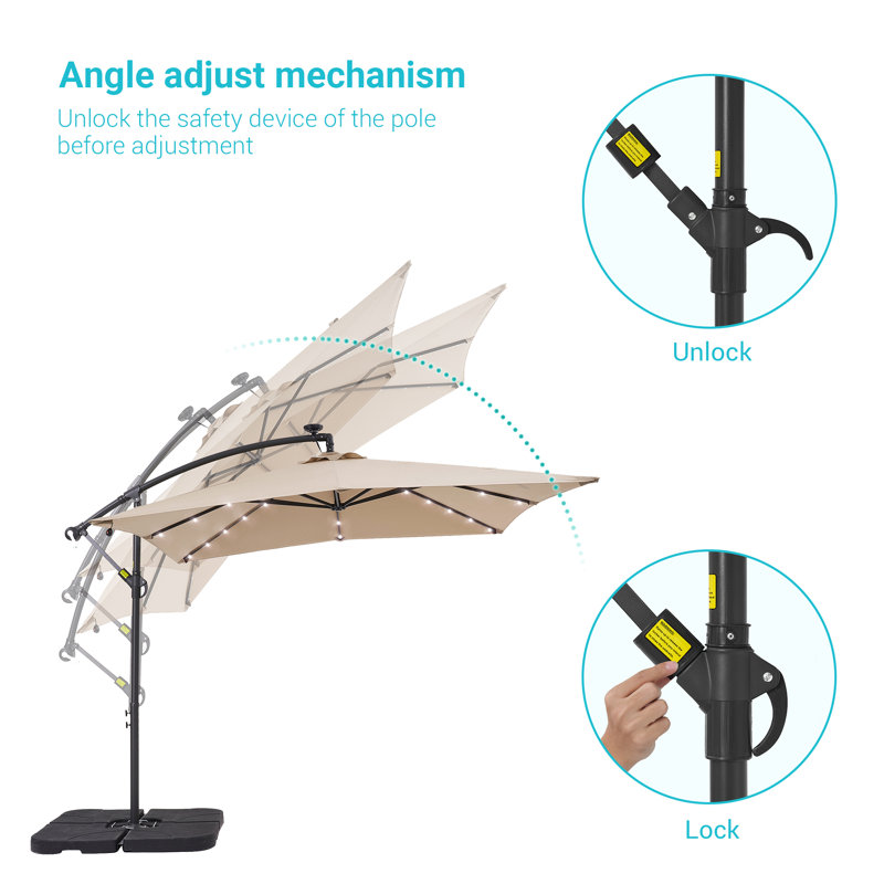 Parasol en porte-à-faux 98,4 po Dannii-Leigh, Sable