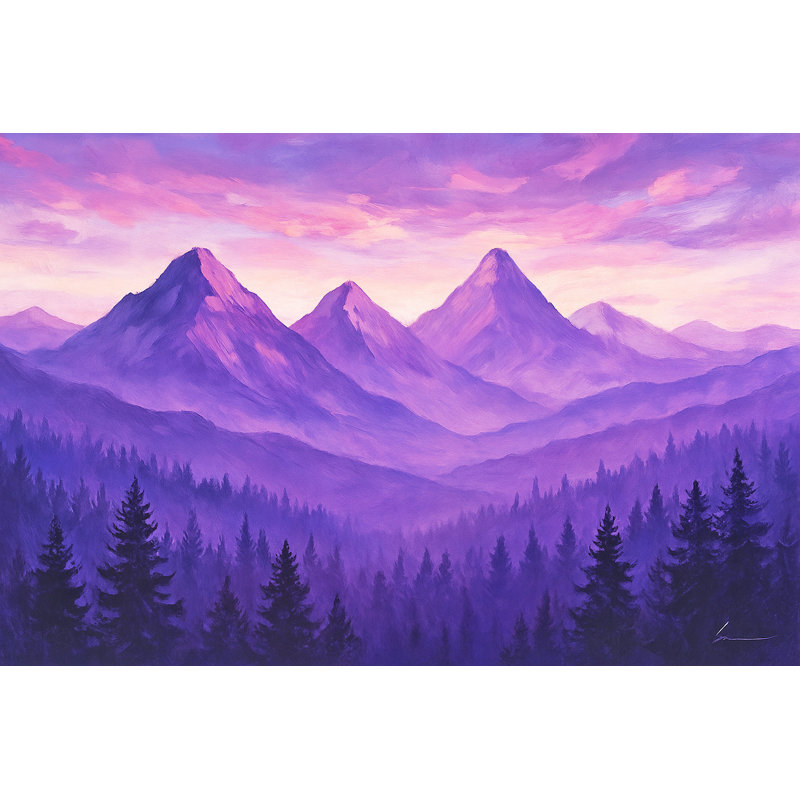 «Violet Peaks», toile tendue avec paysage de montagne