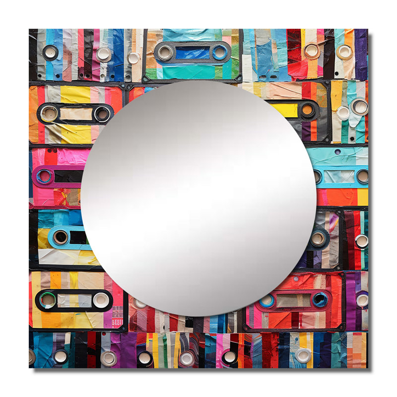 Prospero - Cassette, ruban, miroir carré de salon, 23 po x 23 po