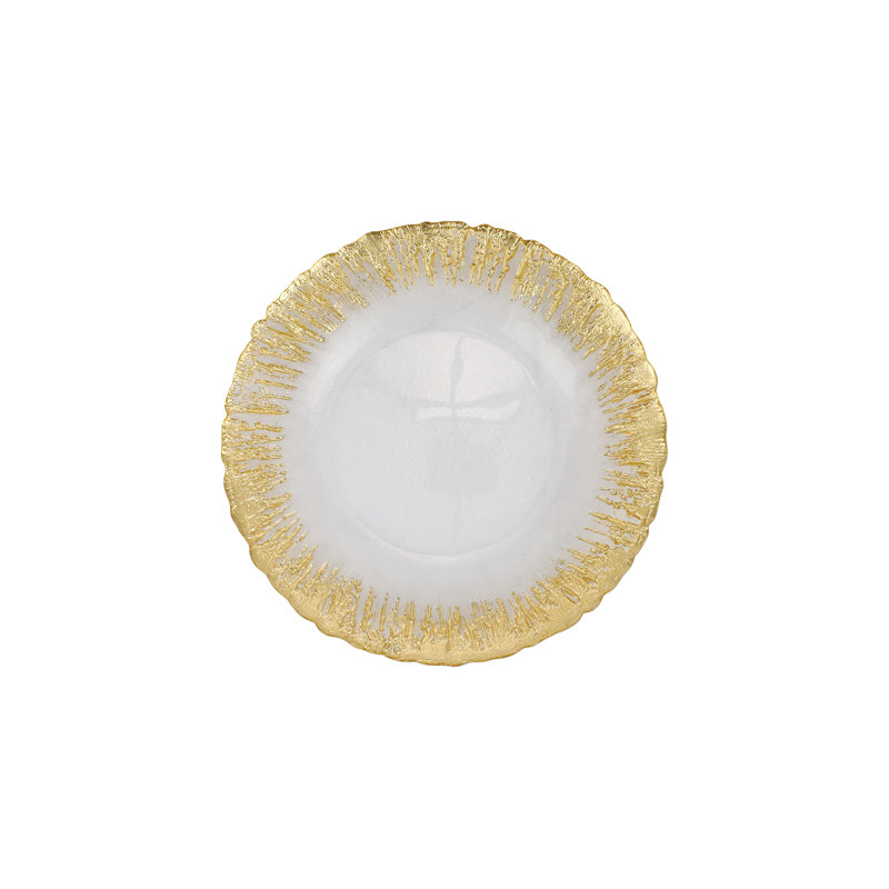 Rufolo Glass 6" Gold Brushstroke Handcrafted Canape Plate
