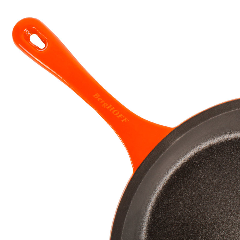 BergHOFF Neo 2Pc Orange Enamel on Cast Iron Cookware Set with 10" Fry Pan and 11" Grill Pan