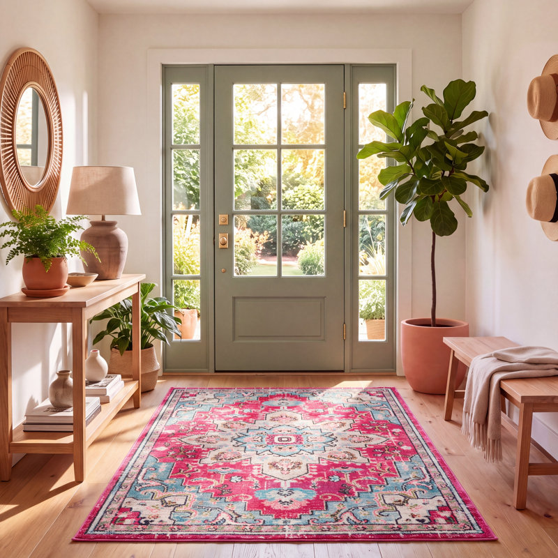 Tapis fuchsia / bleu Felty, Rectangle 5 pi 3 po x 7 pi 6 po