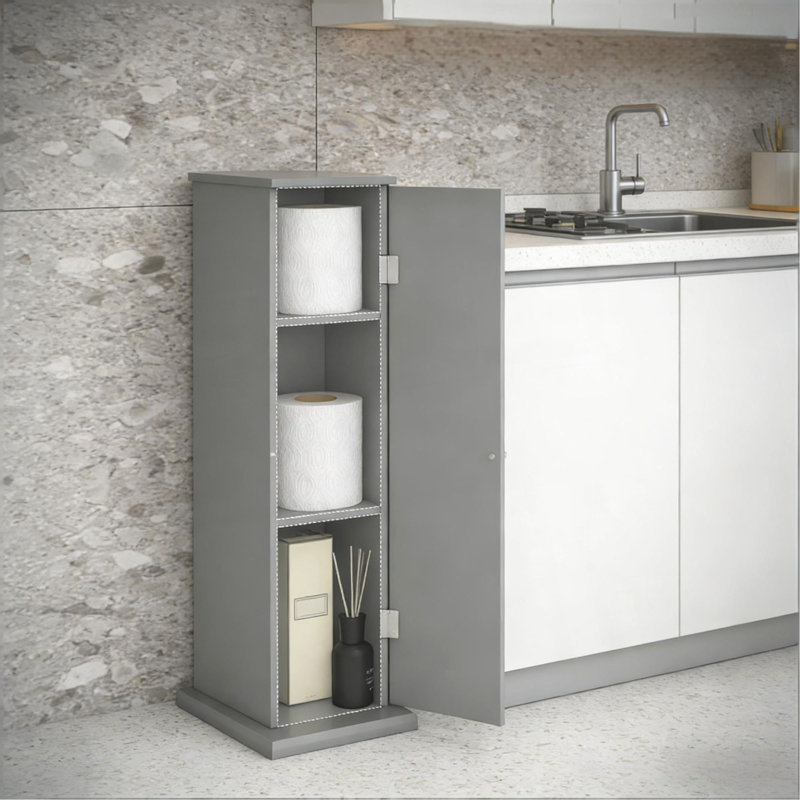Cabinet,3 Tier Storage Cabinet,Small Toilet Paper Cabinet, Gray