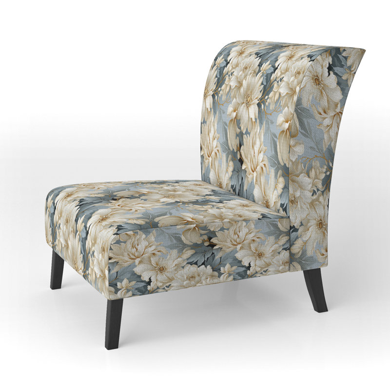 Rustic Victorian Brocade Victorian Motif - Chaise d'appoint de chalet rembourrée à motif floral