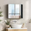 Armoire de salle de bain à miroir, armoire à pharmacie à cadre en acier 24 po x 22 po, rangement mural avec portes doubles