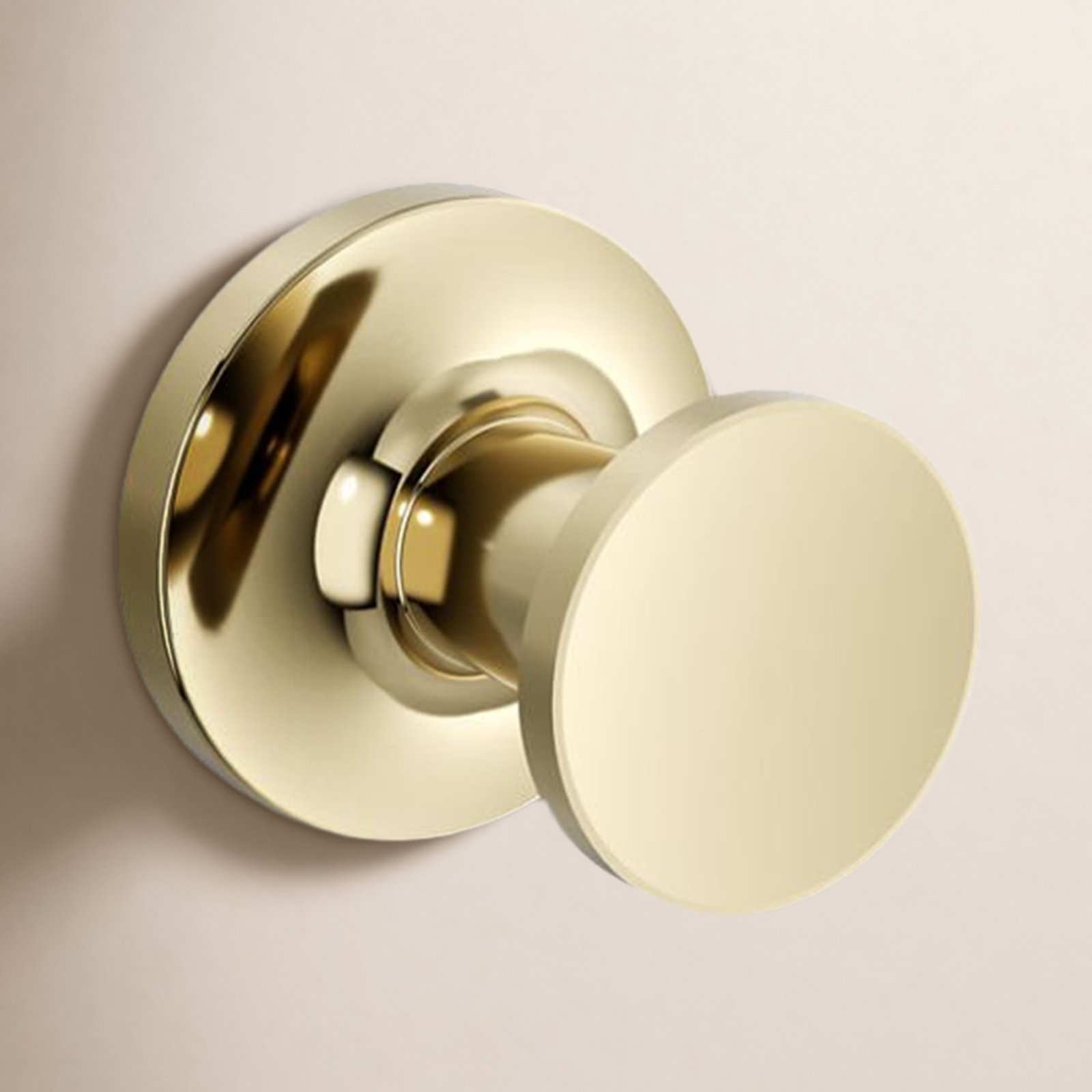 Kohler Purist Wall Mounted Round Bathroom Robe Hook, Towel Hook, Clothing Hook, Vibrant French Gold