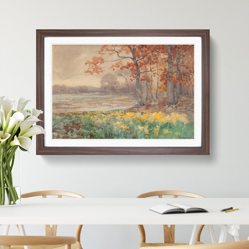 Landscape by Julian Onderdonk - Picture Frame Painting, 27cm H x 36cm W x 2cm D, Walnut Framed