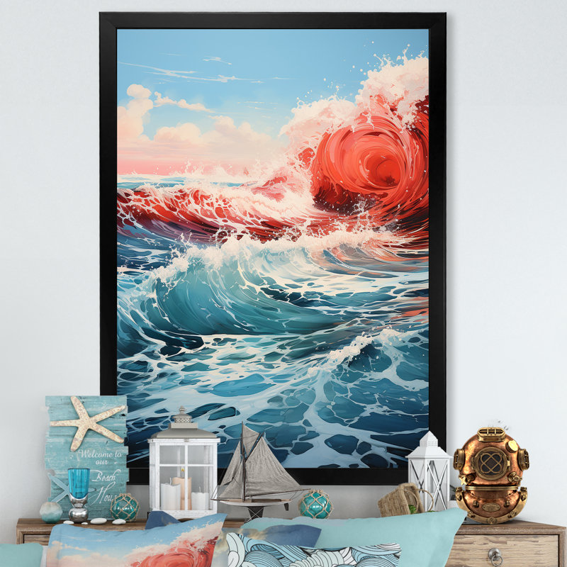 Saphir infini bleu rouge, impression sur toile, H 44 po x l 34 po x P 1,5 po, Cadre photo noir
