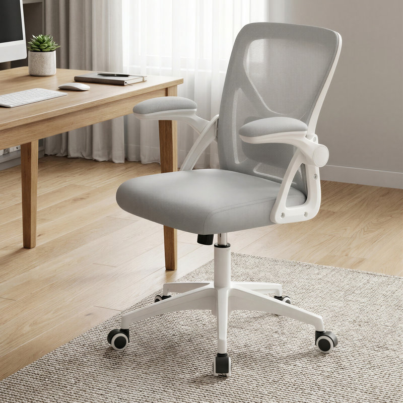 Chaise de bureau ergonomique en filet avec support lombaire réglable, Gris, Gris