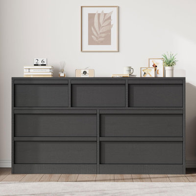 Commode moderne à 7/6 tiroirs pour la chambre à coucher - Chêne naturel et commode blanche antique - Rangement spacieux pour le salon, la chambre de bébé et le vestibule
