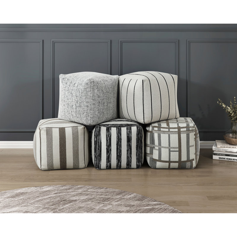 Square Pouf - Non-Slip Bottom, Fully Assembled, Colourful Fabric Modern Design, 18" Height