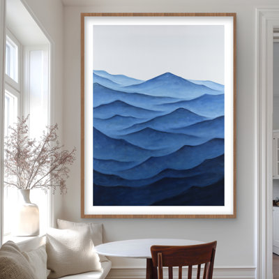 Dark Calm Ocean Waves - Classic Blue Framed Matted Print