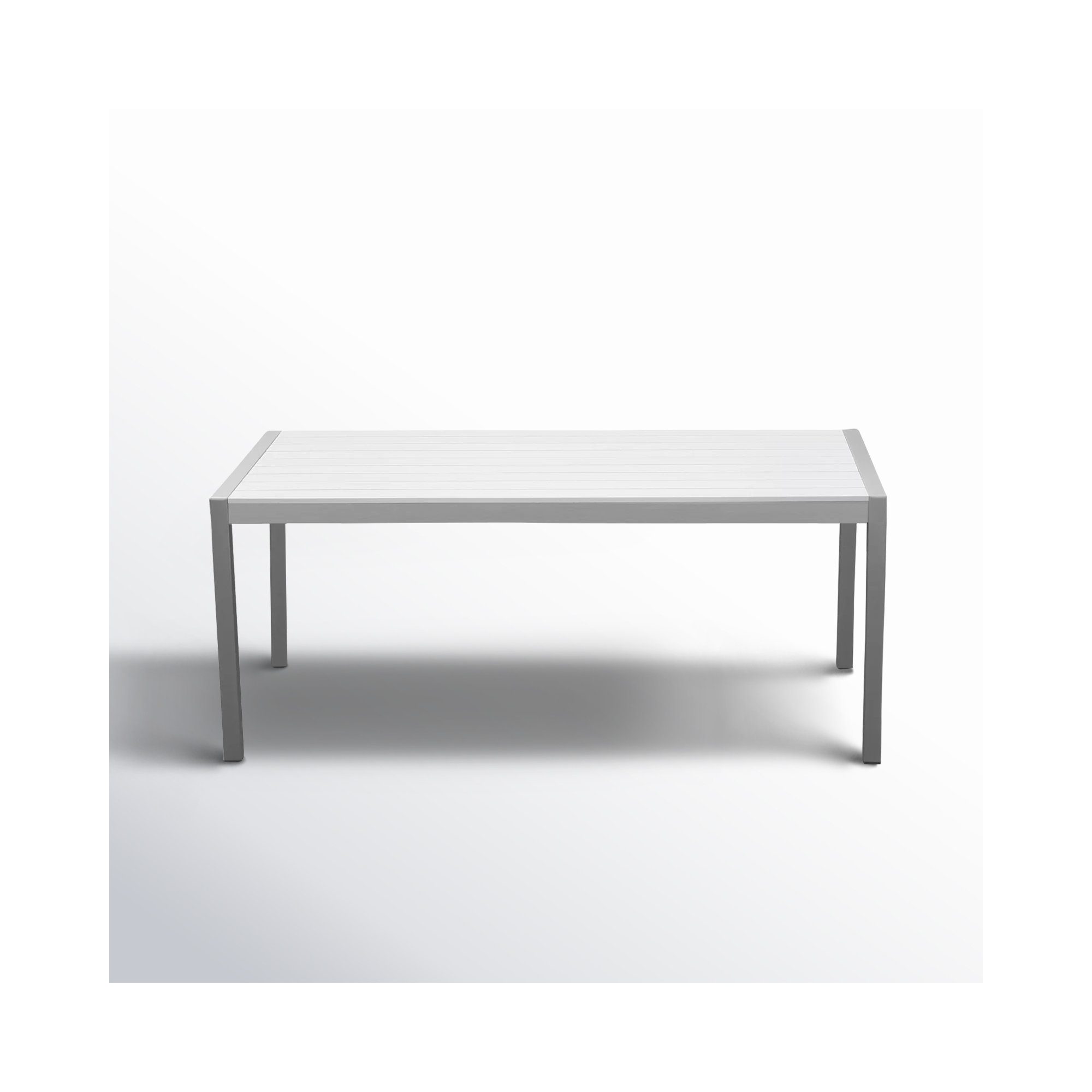 Aynura 71'' Plastic / Acrylic Outdoor Dining Table, Silver, White