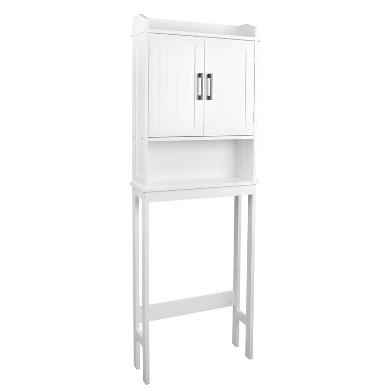 White MDF Over-the-Toilet Storage Cabinet with 3 Shelves