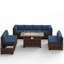 Ensemble de conversation en osier / rotin Bhairavi avec coussins et foyer-1260238713-1224919914
