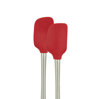 Tovolo Flex-Core Mini Silicone Spatula and Spoonula Set of 2 with Stainless Steel Handles, Cayenne