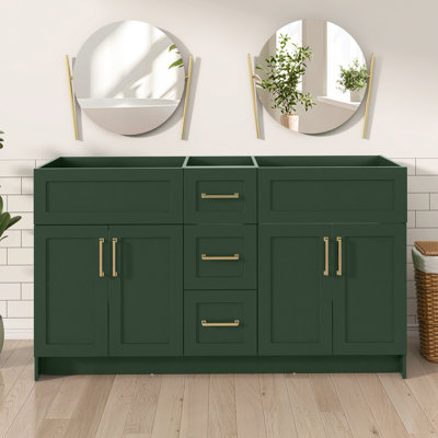 60 In. W X 21.5 In. D X 33.5 In. H Freestanding Bath Vanity Cabinet Without Top Bathroom Base In Green Unassembled
