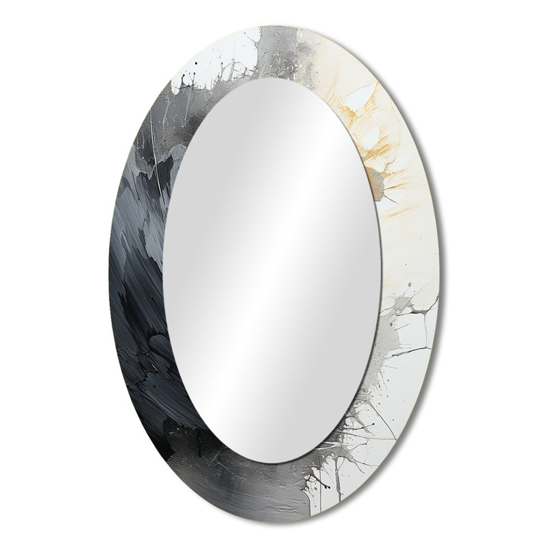 Contrasting Harmony II - Abstract Oval Decorative Mirror On Metal, 36" x 24"