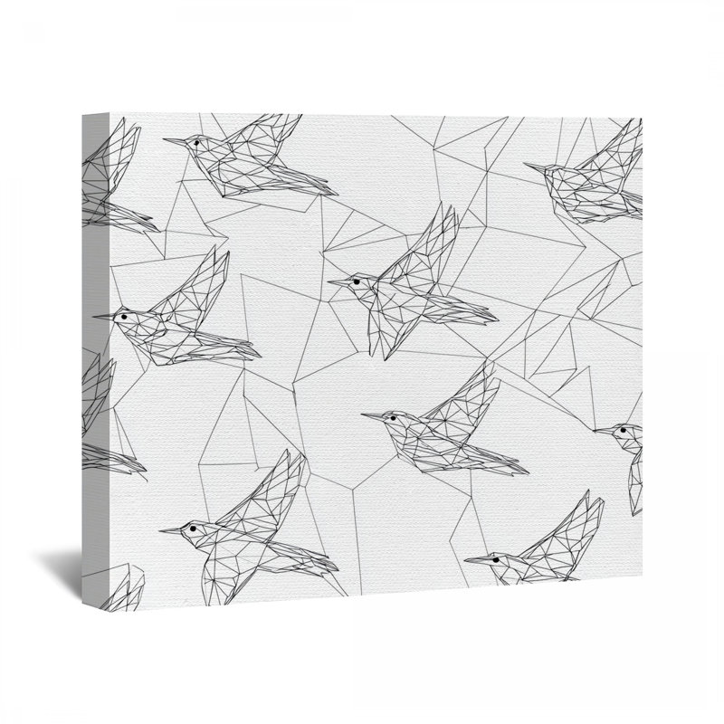 Toile Origami oiseaux - décoration murale animaux, H 20 po x l 24 po