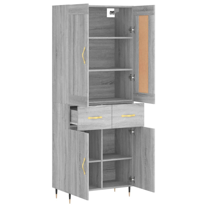Yarbro 4 Door Wardrobe, Grey Sonoma