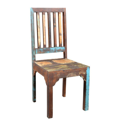 Ensemble de 2 chaises d'appoint à dossier en lattes de bois massif Nevaeh